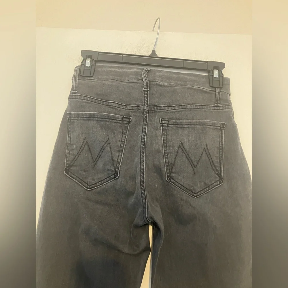 Mother high waisted looker ankle fray skinny cut grey stretch 27 (small)